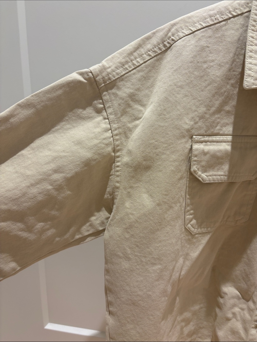 Beige Oversized Button-Front Jacket - Picture 2 of 3